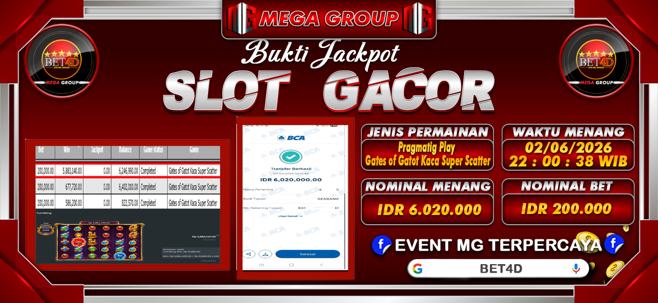 Bukti JP situs Bet4D hari Rabu, 03 Juni 2026