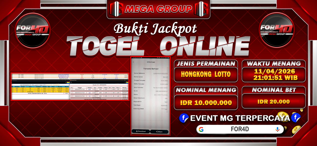 Bukti JP situs For4D hari Sabtu, 11 April 2026