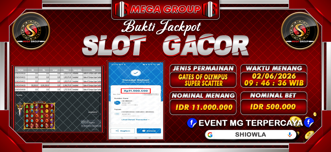 Bukti JP situs Shiowla hari Rabu, 03 Juni 2026