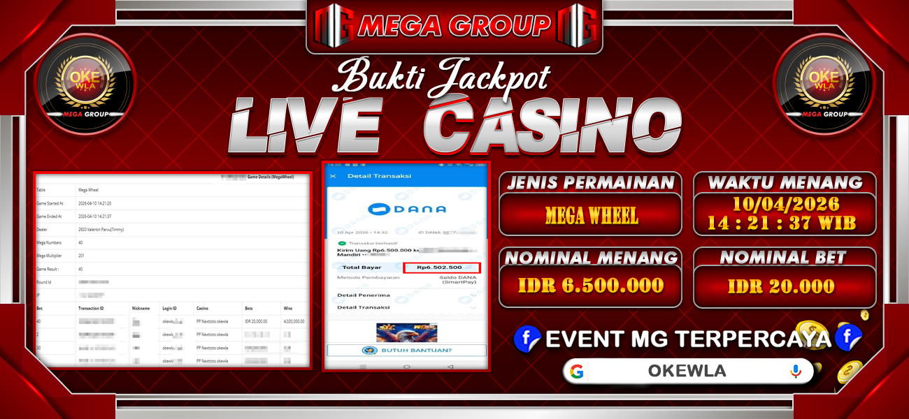 Bukti JP situs Okewla hari Jumat, 10 April 2026